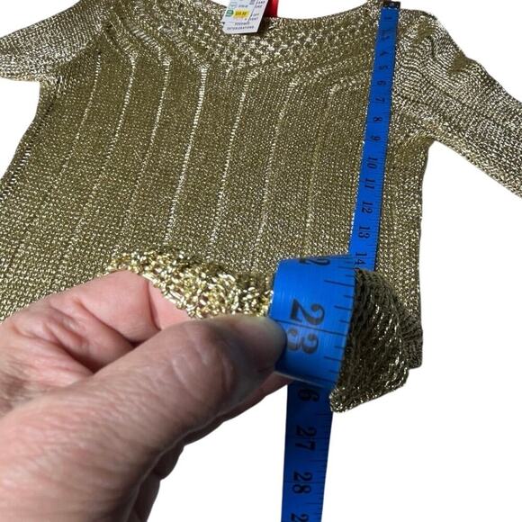 Cristina Metallic Gold Knit Sweater Small NWT SM5932G Party Holiday Top - Picture 11 of 13